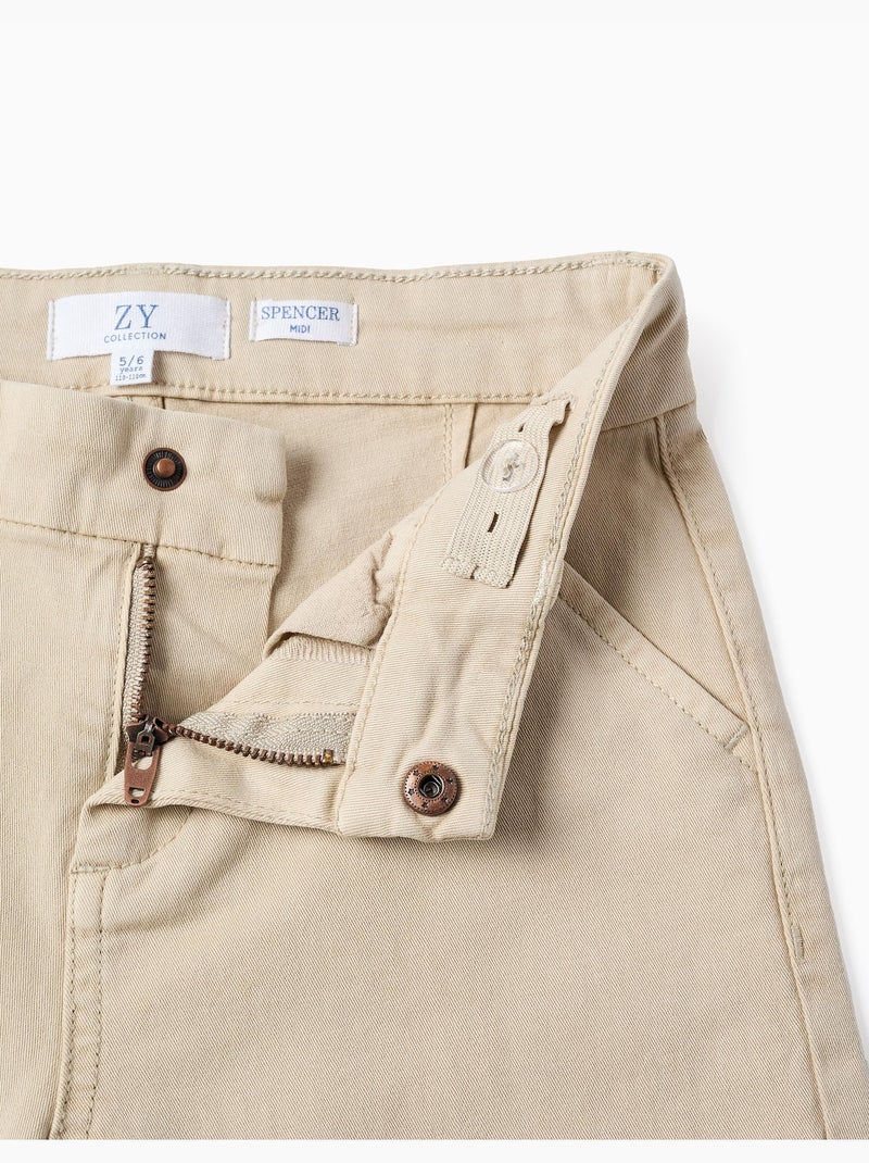 Bermudas midi de sarga con bolsillos Beige claro - Kiabi