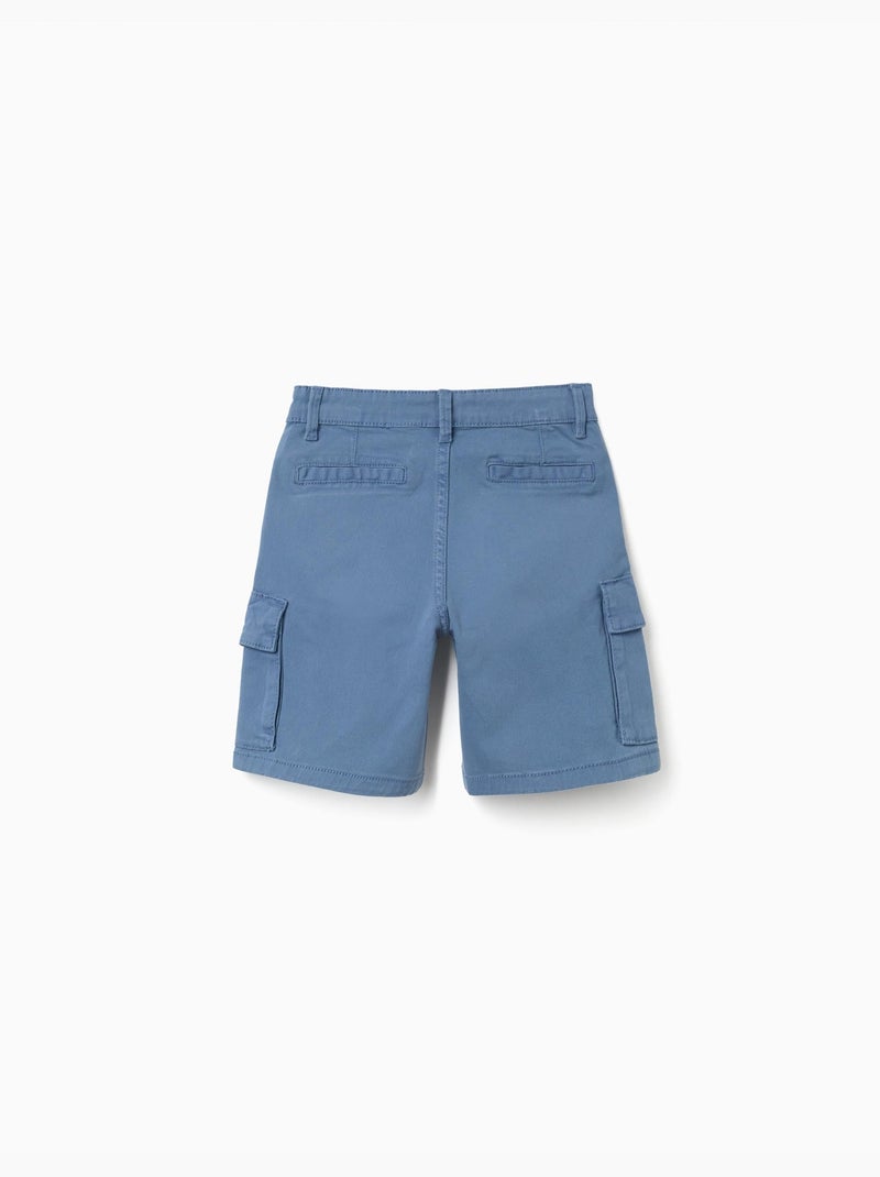 Bermudas midi de sarga con bolsillos cargo Azul Azul - Kiabi