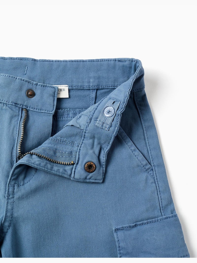 Bermudas midi de sarga con bolsillos cargo Azul Azul - Kiabi