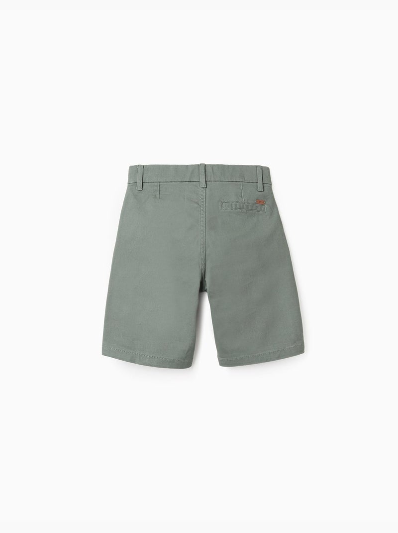Bermudas midi de sarga con bolsillos Verde oscuro - Kiabi
