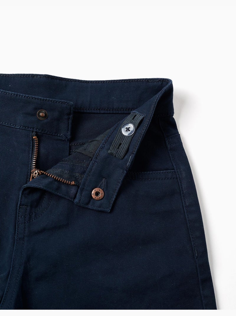 Bermudas midi de sarga con cinco bolsillos Azul oscuro - Kiabi