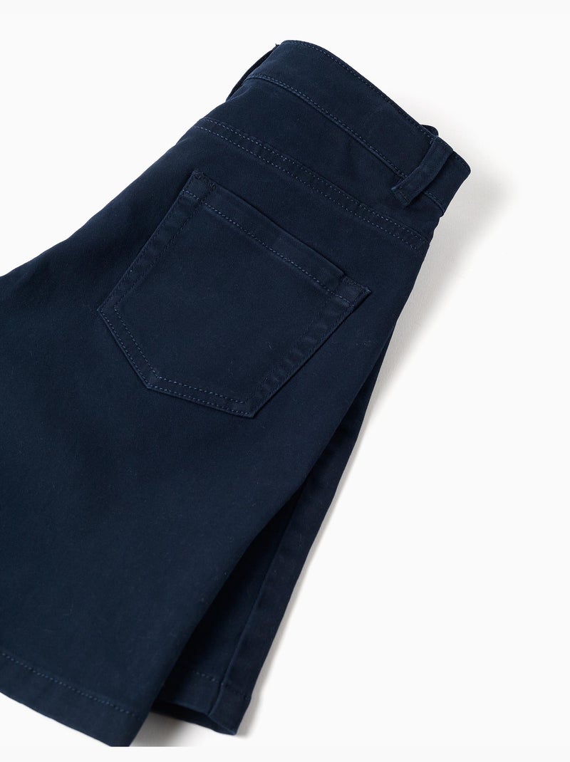 Bermudas midi de sarga con cinco bolsillos Azul oscuro - Kiabi