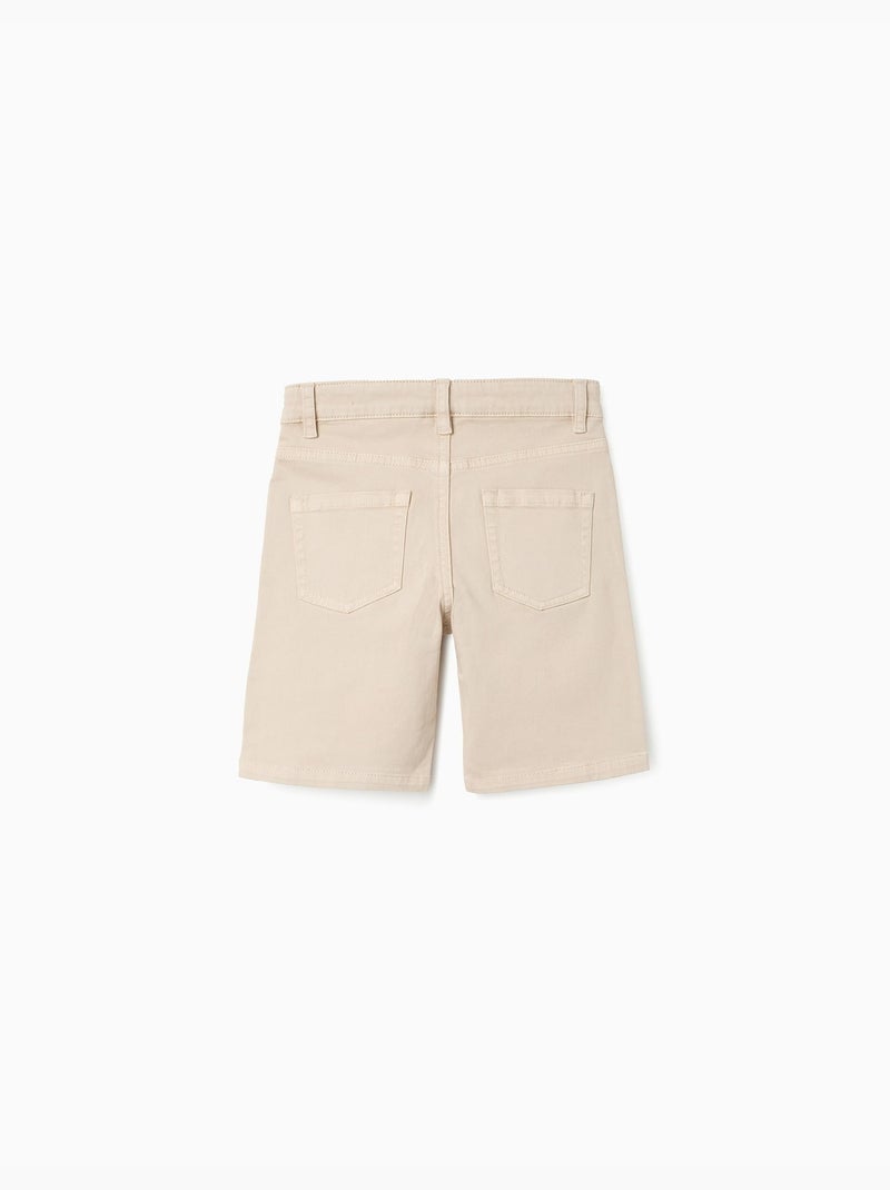Bermudas midi de sarga con cinco bolsillos Beige claro - Kiabi