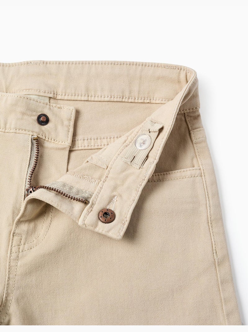 Bermudas midi de sarga con cinco bolsillos Beige claro - Kiabi