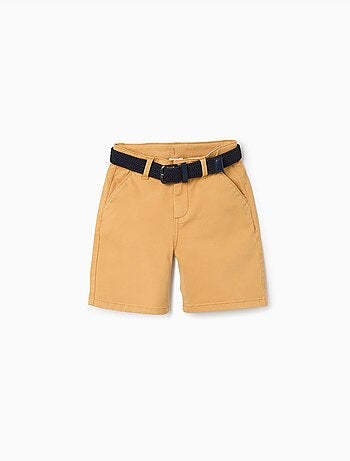 Bermudas midi de sarga con cinturón