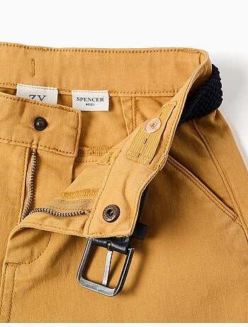 Bermudas midi de sarga con cinturón