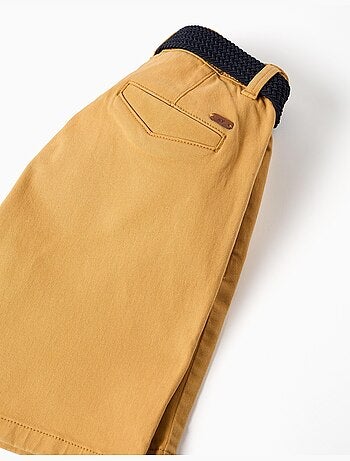 Bermudas midi de sarga con cinturón