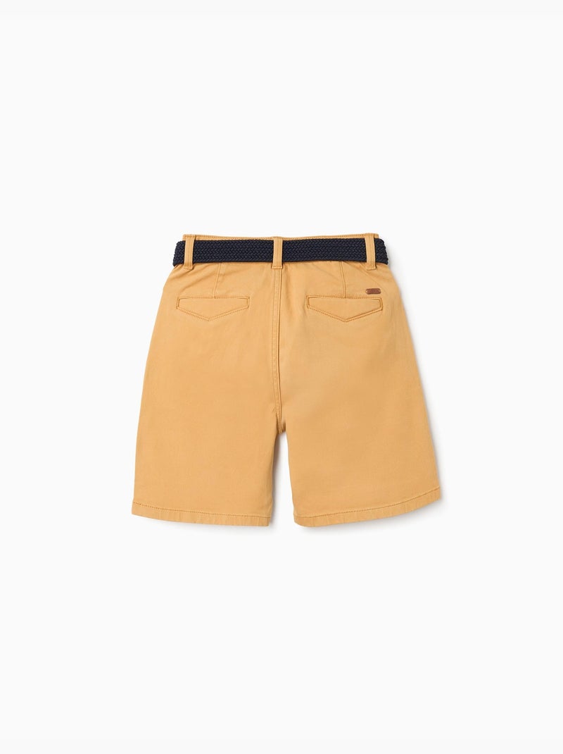 Bermudas midi de sarga con cinturón Amarillo - Kiabi