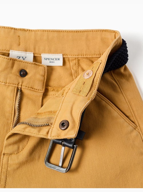 Bermudas midi de sarga con cinturón - Kiabi