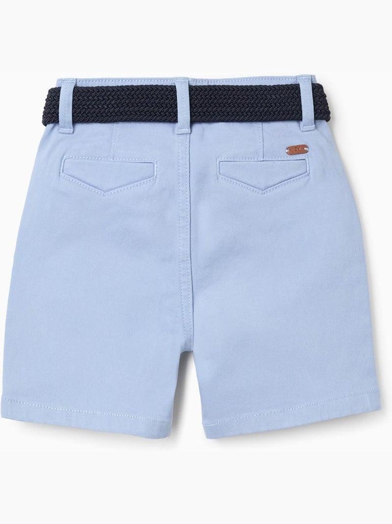 Bermudas midi de sarga con cinturón Azul claro - Kiabi