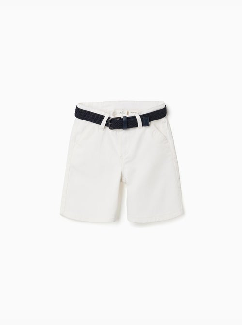 Bermudas midi de sarga con cinturón - Kiabi