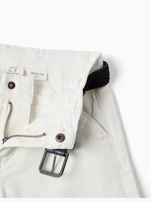 Bermudas midi de sarga con cinturón - Kiabi