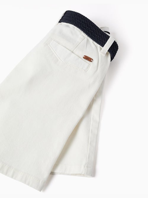 Bermudas midi de sarga con cinturón - Kiabi