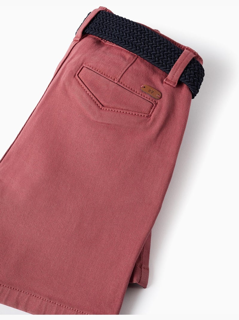 Bermudas midi de sarga con cinturón Marrón - Kiabi