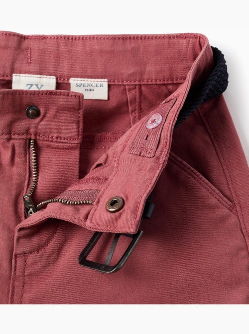 Bermudas midi de sarga con cinturón - Kiabi