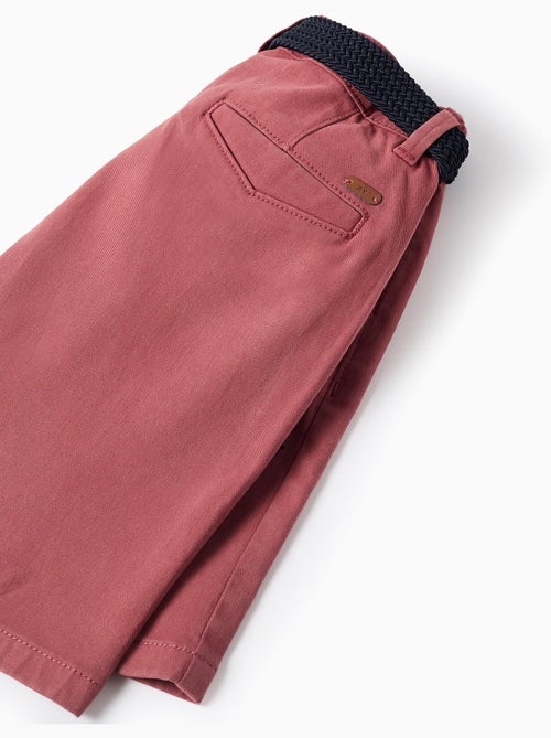 Bermudas midi de sarga con cinturón - Kiabi