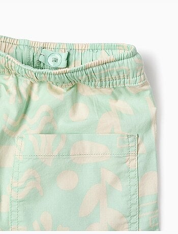Bermudas midi de sarga con motivo de playa