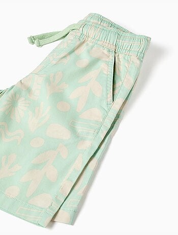 Bermudas midi de sarga con motivo de playa