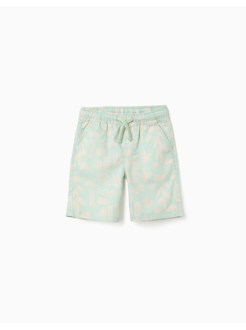 Bermudas midi de sarga con motivo de playa - Kiabi