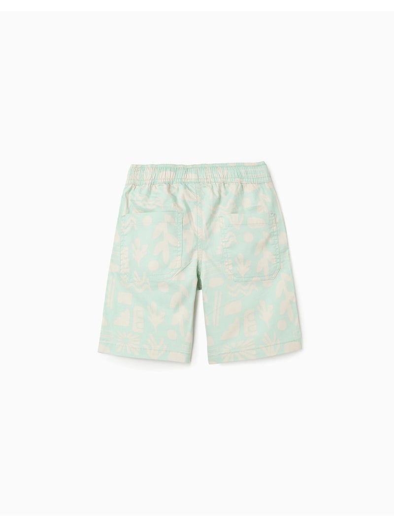 Bermudas midi de sarga con motivo de playa Verde claro - Kiabi