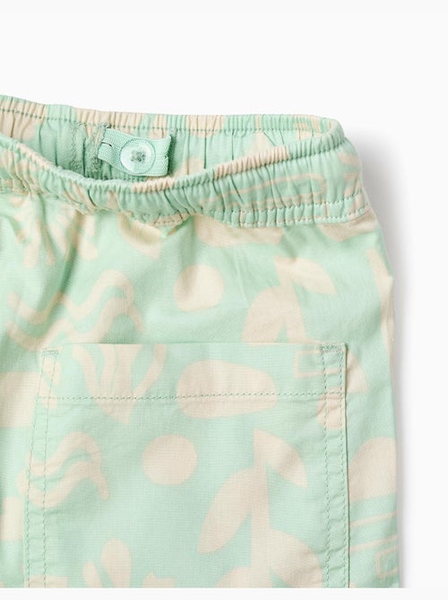Bermudas midi de sarga con motivo de playa - Kiabi