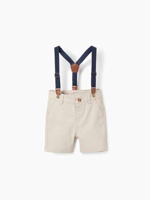 Bermudas midi de sarga con tirantes desmontables - Kiabi