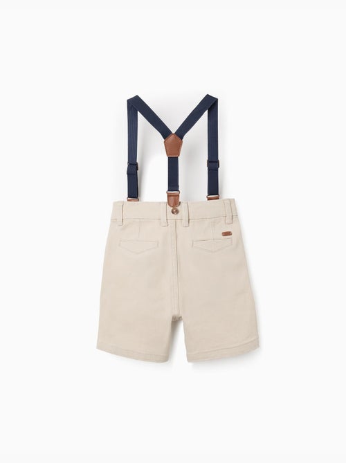 Bermudas midi de sarga con tirantes desmontables - Kiabi