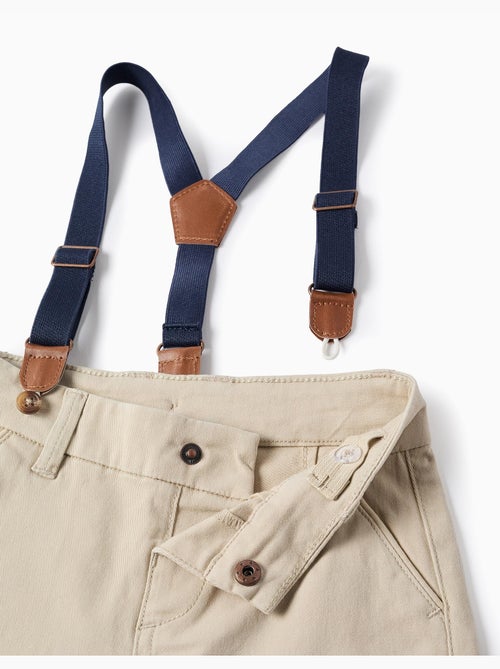 Bermudas midi de sarga con tirantes desmontables - Kiabi