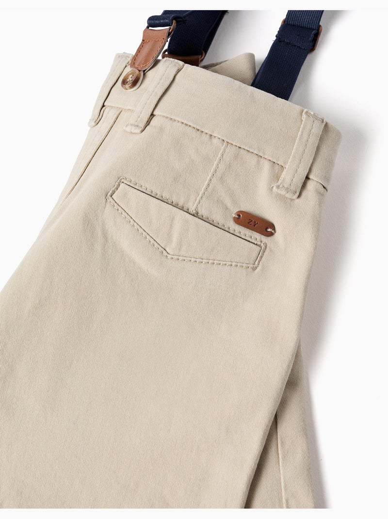 Bermudas midi de sarga con tirantes desmontables Beige claro - Kiabi