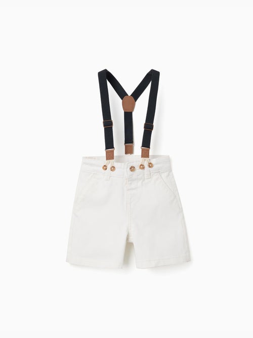 Bermudas midi de sarga con tirantes desmontables - Kiabi