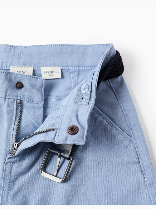 Bermudas midi en sarga con cinturón - Kiabi