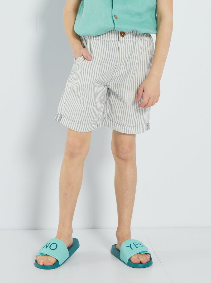 Bermudas rectas de lino GRIS - Kiabi