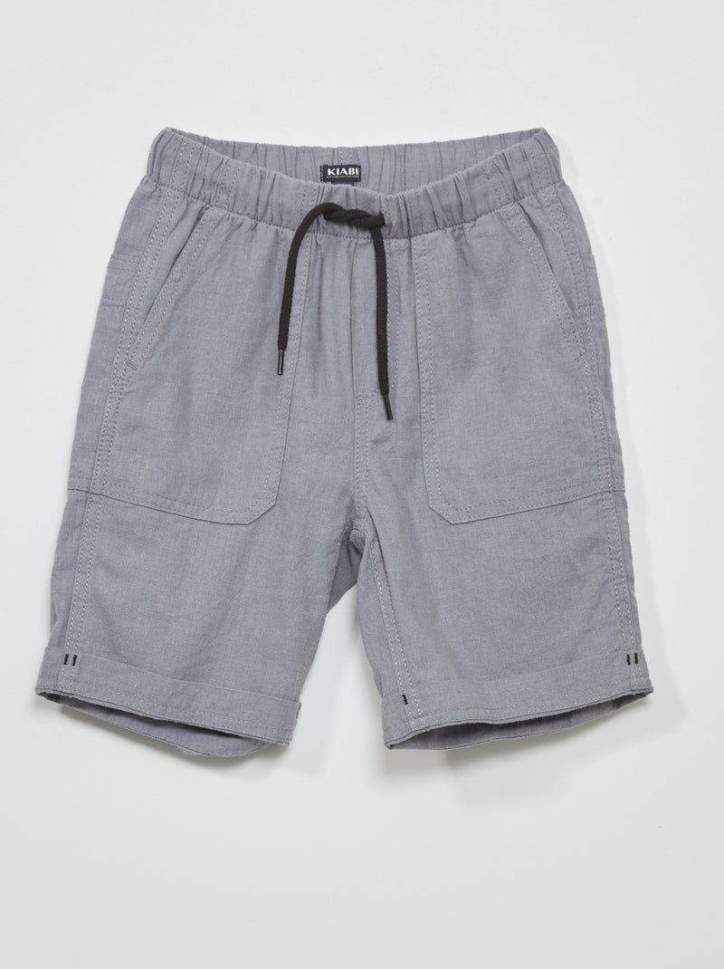 Bermudas regular de algodón lino AZUL - Kiabi