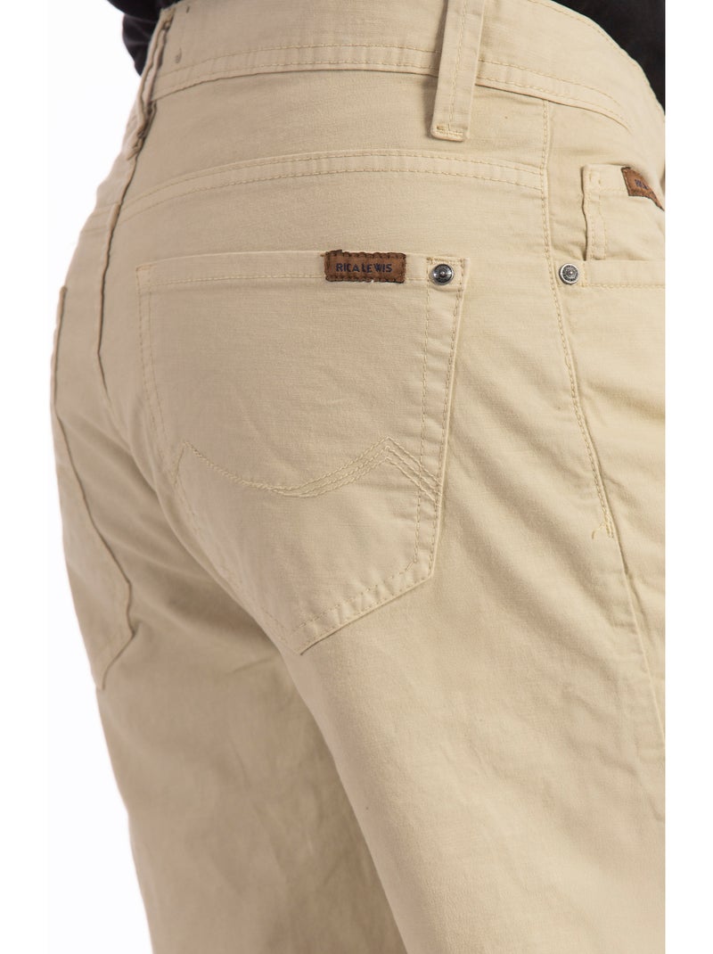 Bermudas relajadas de lona de algodón de corte recto GENESYX Beige - Kiabi
