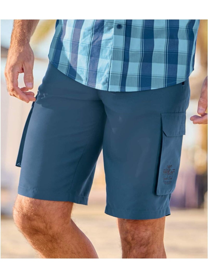 Bermudas relax de microfibra multibolsillos Azul marino - Kiabi