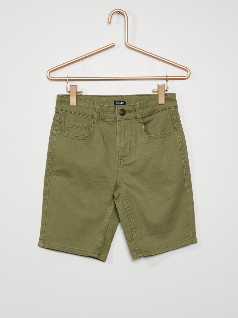 Bermudas slim con 5 bolsillos verde liquen - Kiabi