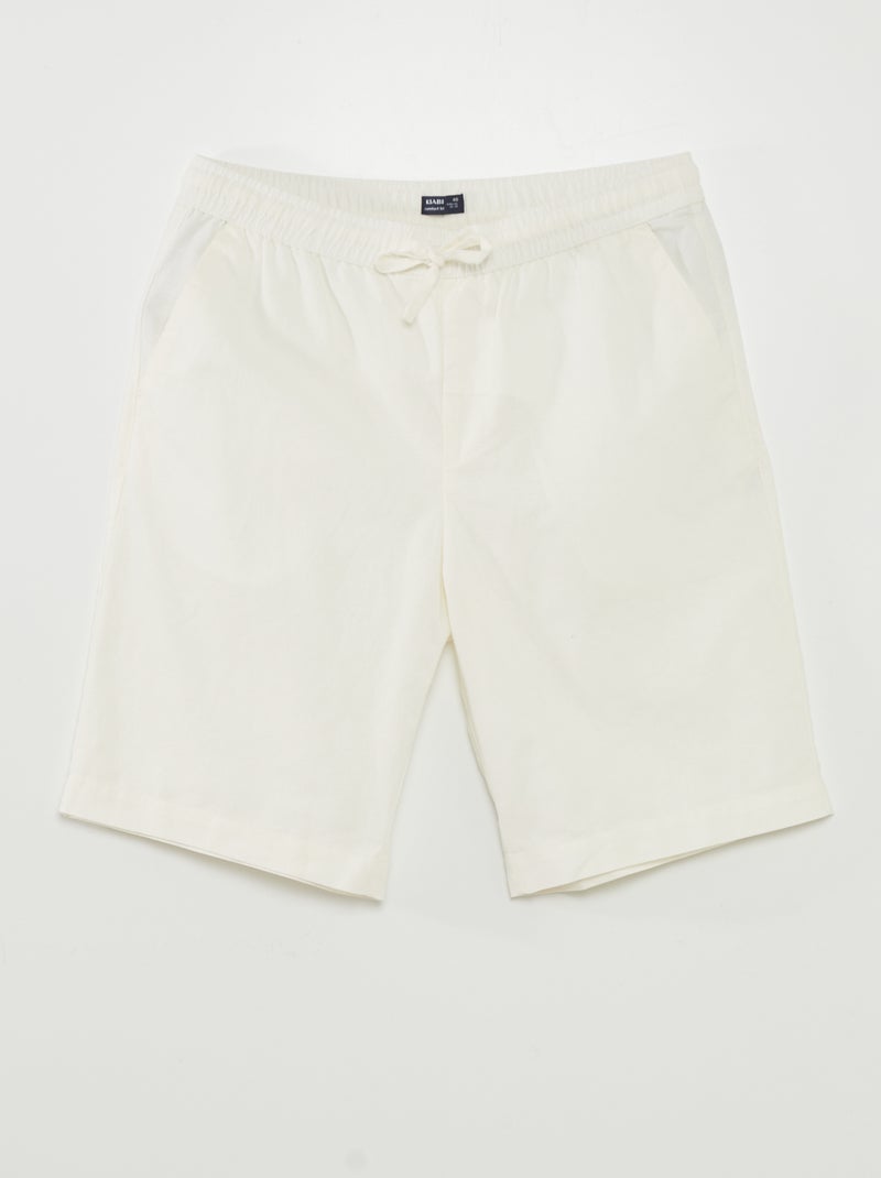 Bermudas tipo chino anchas con lino BLANCO - Kiabi