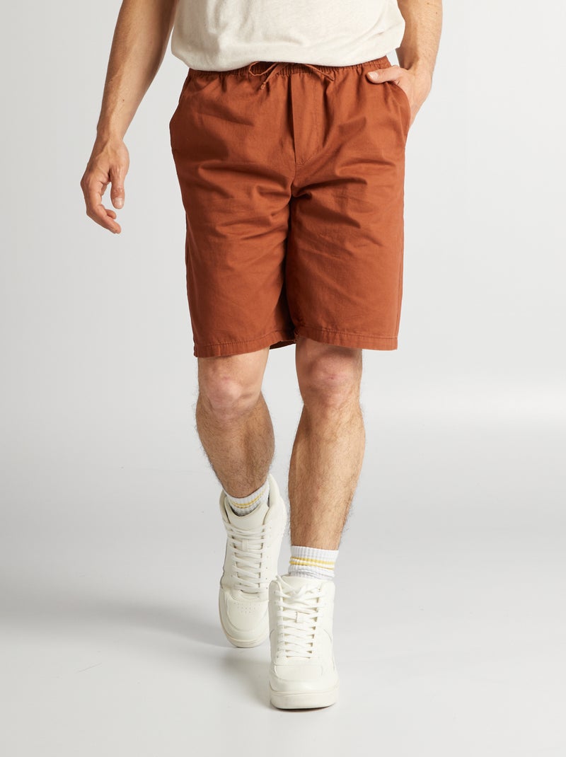 Bermudas tipo chino con cintura elástica MARRON - Kiabi