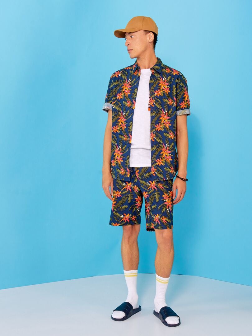 Bermudas tipo chino con estampado AZUL - Kiabi