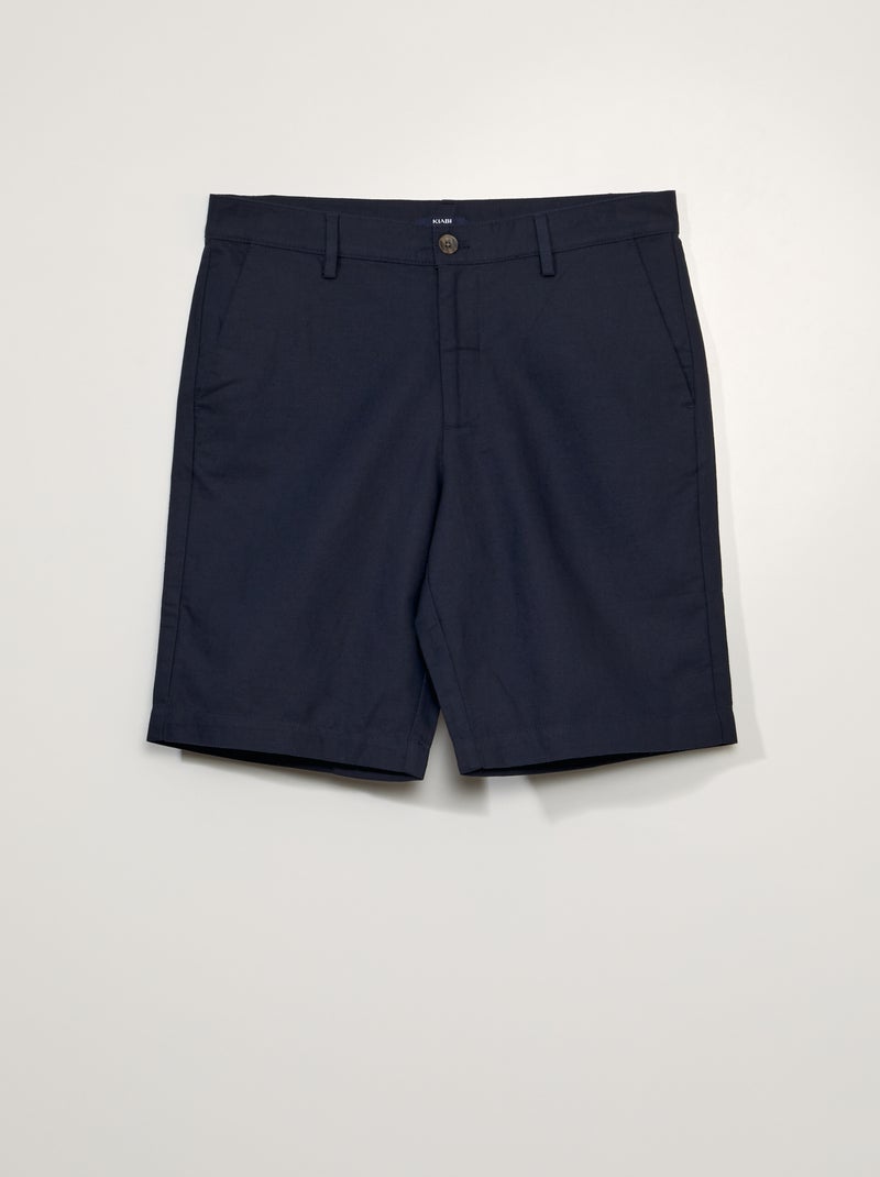 Bermudas tipo chino con lino AZUL - Kiabi