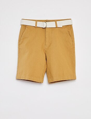 Bermudas tipo chino corte slim de punto de piqué + cinturón