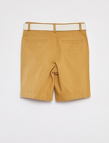Bermudas tipo chino corte slim de punto de piqué + cinturón