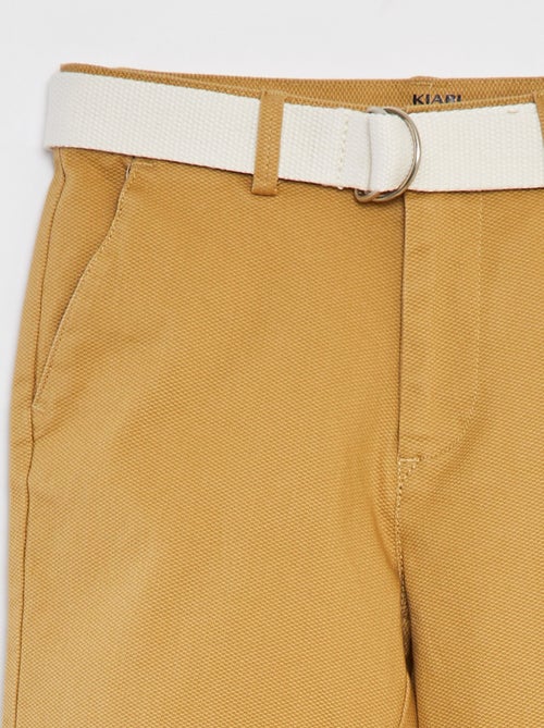 Bermudas tipo chino corte slim de punto de piqué + cinturón - Kiabi