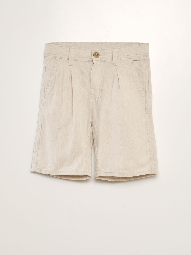 Bermudas tipo chino de lino BEIGE - Kiabi