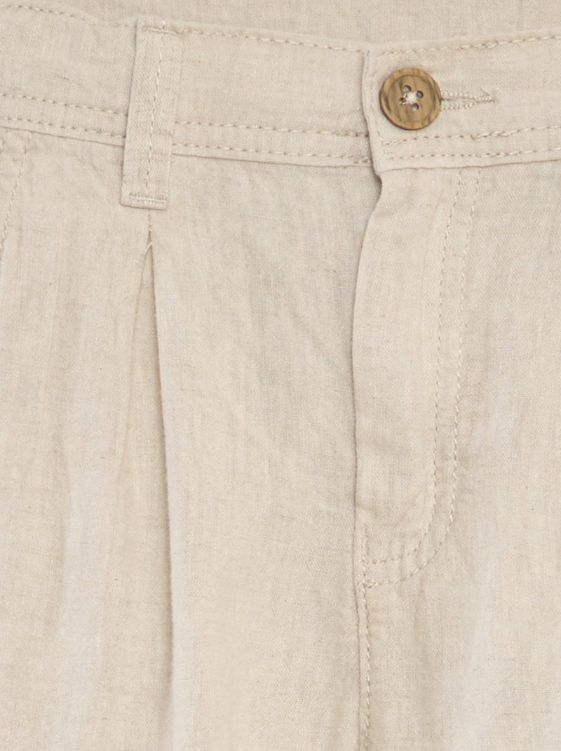 Bermudas tipo chino de lino BEIGE - Kiabi