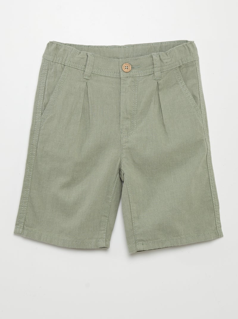 Bermudas tipo chino de lino VERDE - Kiabi