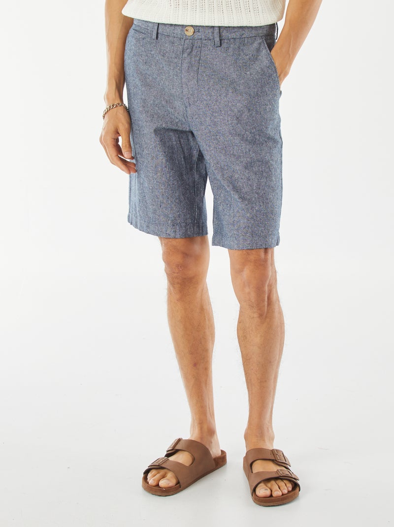 Bermudas tipo chino de mezcla de lino AZUL - Kiabi