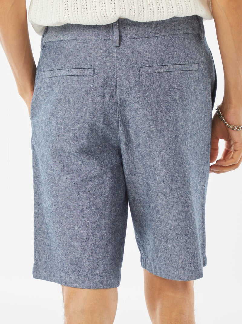 Bermudas tipo chino de mezcla de lino AZUL - Kiabi