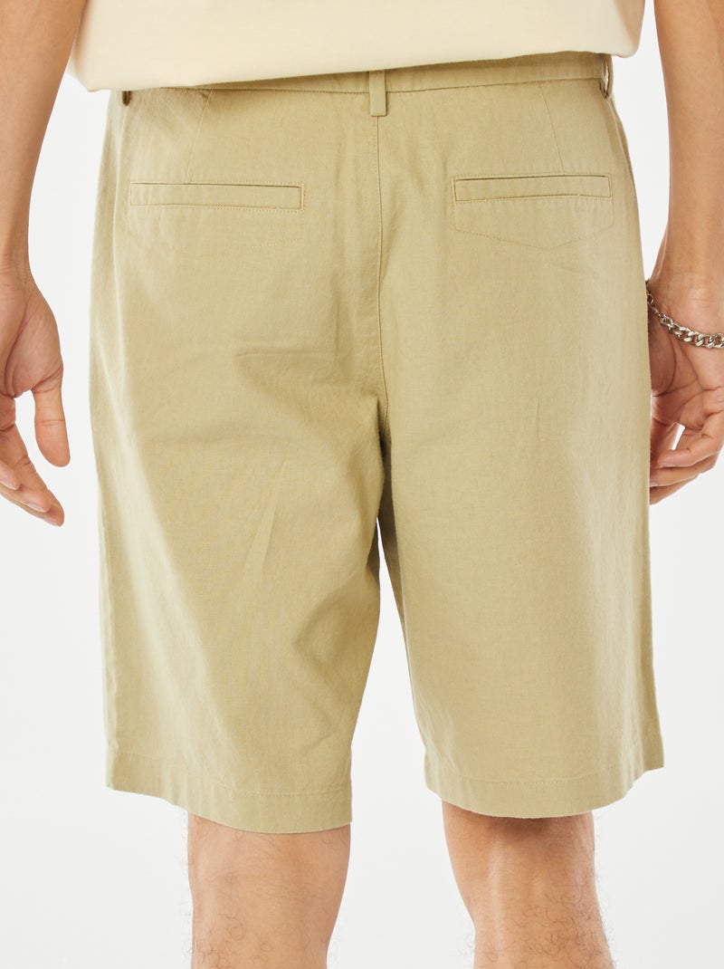 Bermudas tipo chino de mezcla de lino VERDE - Kiabi