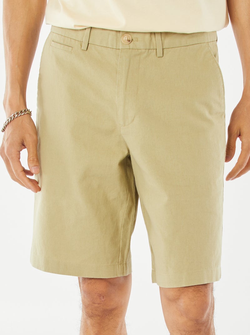 Bermudas tipo chino de mezcla de lino VERDE - Kiabi